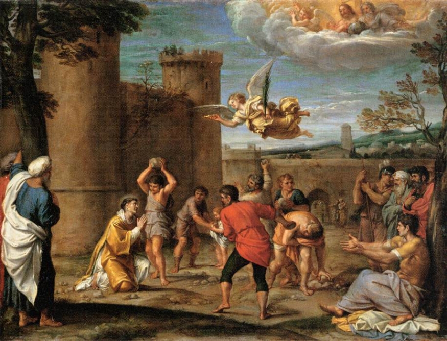 The Stoning of St Stephen - lukisan oleh Annibale Carracci (1560–1609) 