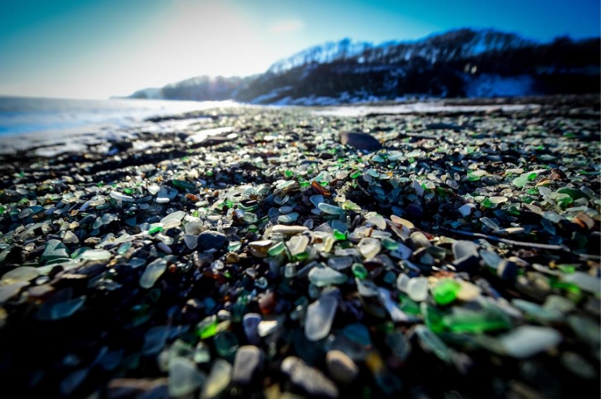 Pantai gelas di Ussuri di Rusia