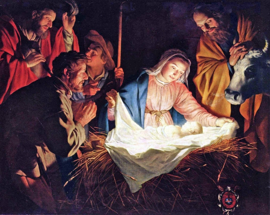 Adoration of the Shepherds - lukisan oleh Gerard Van Honthorst 